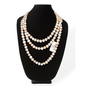 Colleen Lopez Large Pearl Necklace Baroque Pastels Long Strand Freshwater 8-10mm